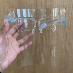 หน้ากากใส แบบขาแว่นตา ป้องกันละอองเชื้อโรค